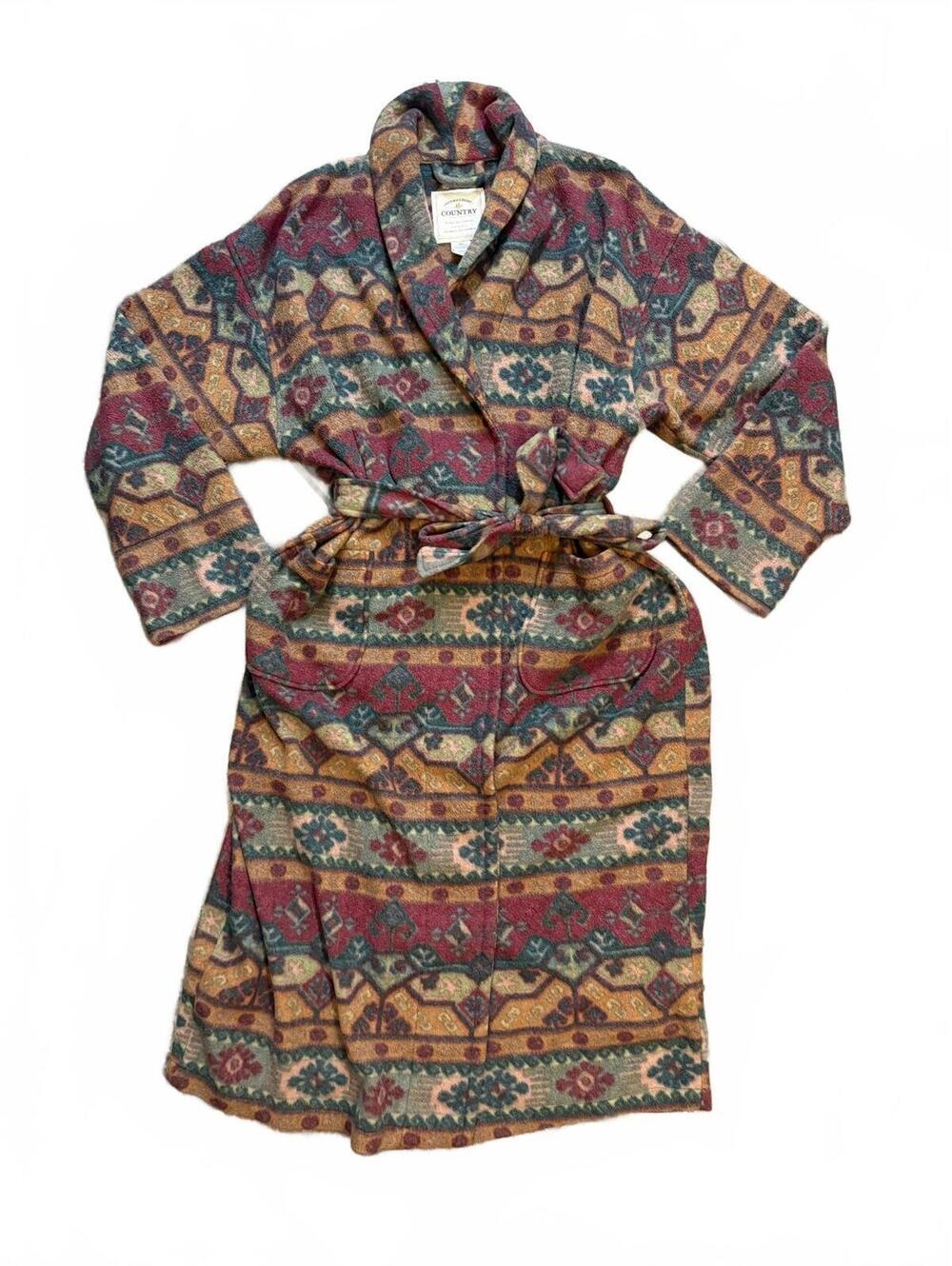Vintage 90s Victoria’s Secret Country Southwestern Fleece Robe M/L Made USA
